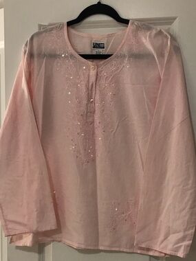 Uniti Casual Light Pink Embroidered Tunic Top